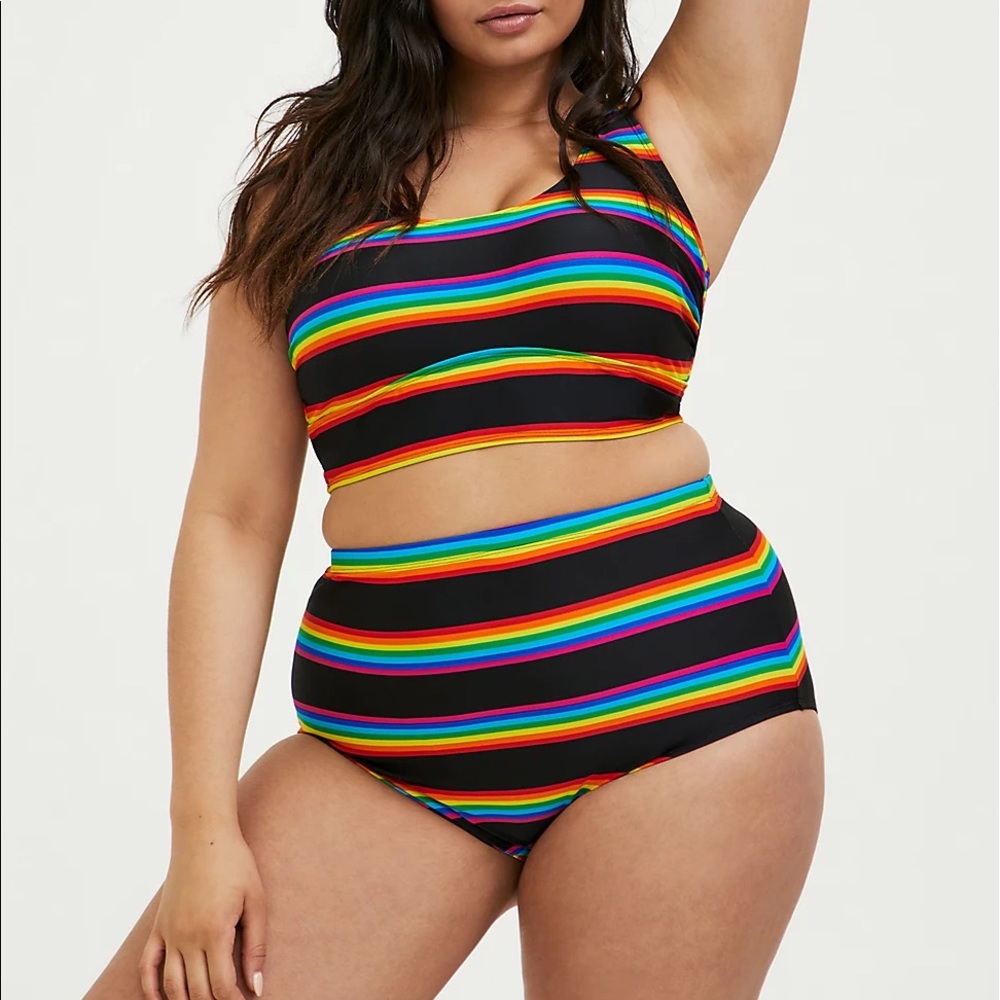 Black Rainbow Striped Bikini